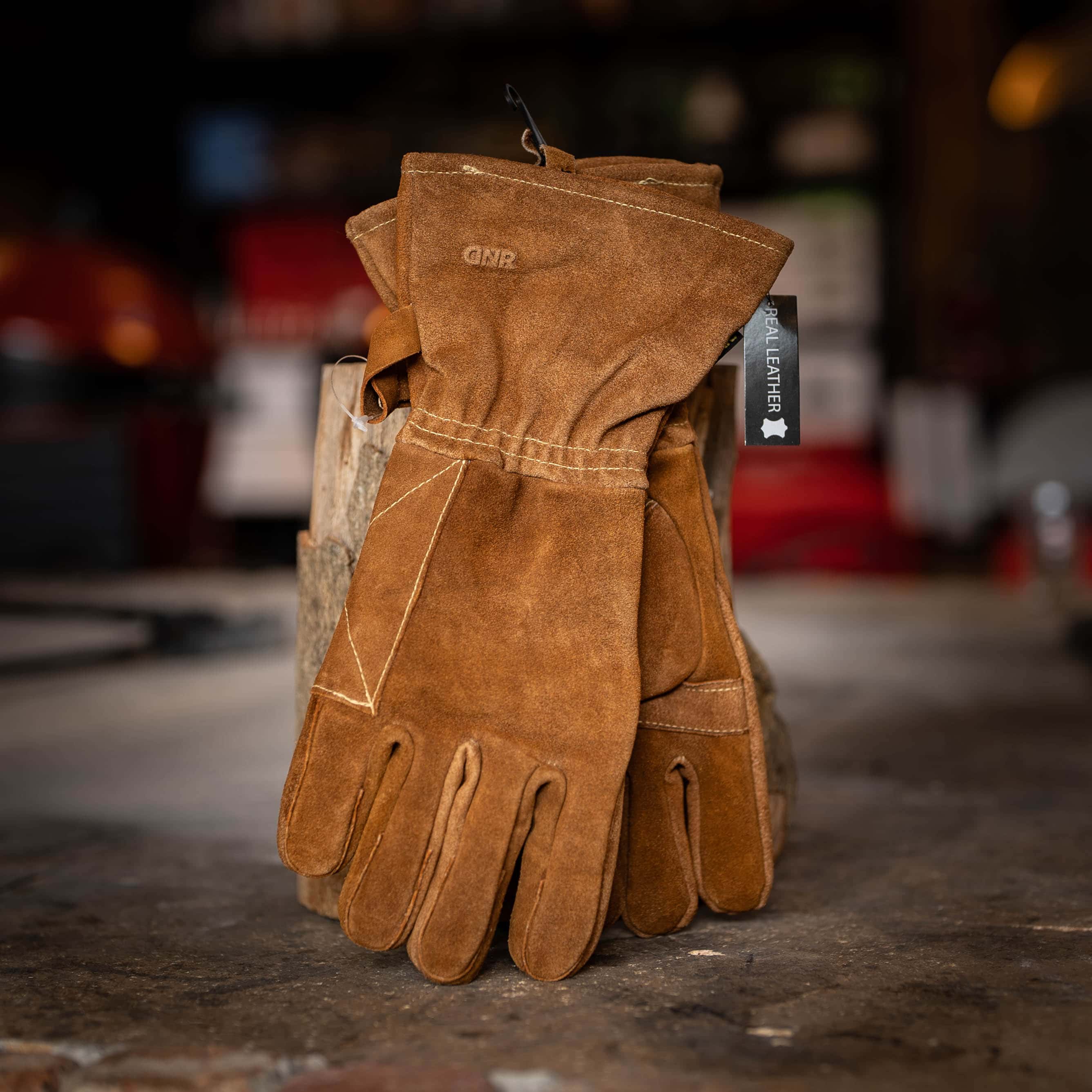 Leather BBQ Gloves Cognac XL