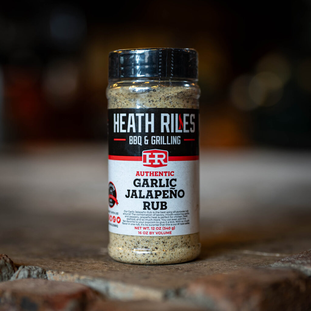 Heath Riles Garlic Jalapeno Rub 12oz/340gram Black and Blue BBQ