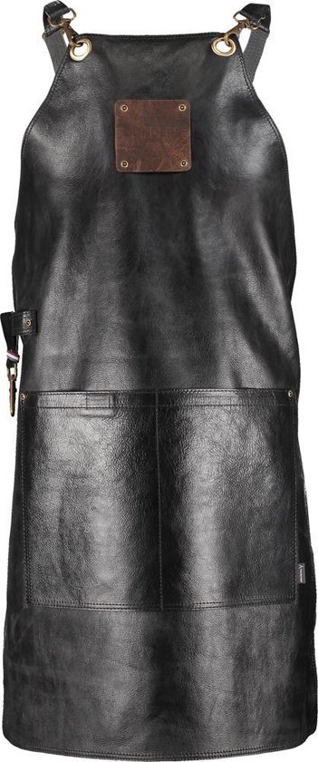 Boris Leren Schort met Kruissluiting zwart